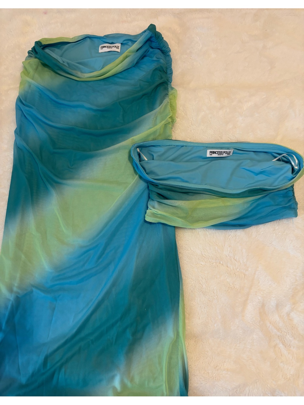 Princess Polly Blue & Green Ombre Mesh Skirt Set